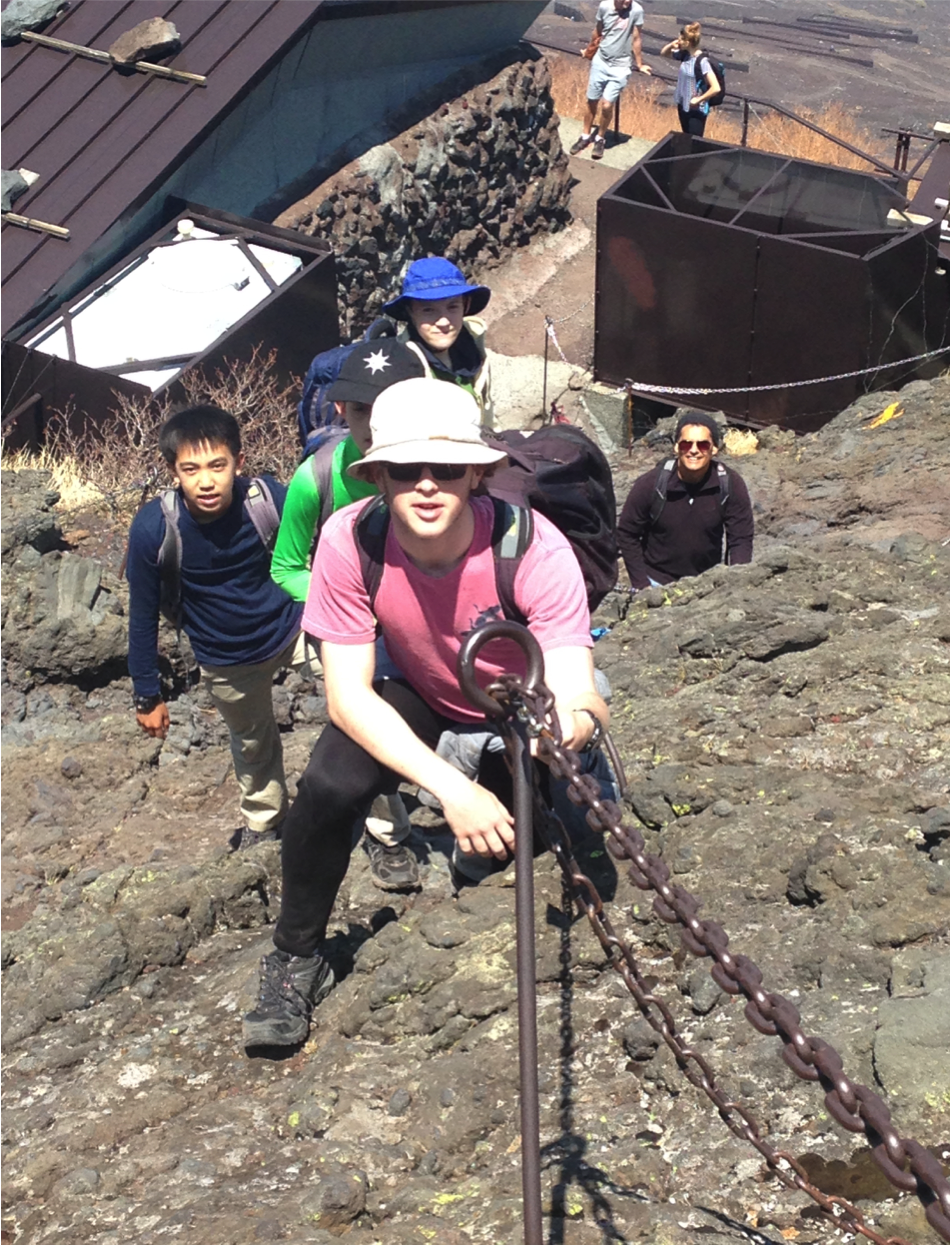 Climbers using the fixed chains